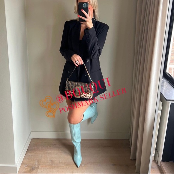 BLOGGERS FAV ZARA ANIMAL PRINT KNEE HIGH LEATHER HEELED BOOTS - Picture 9 of 13